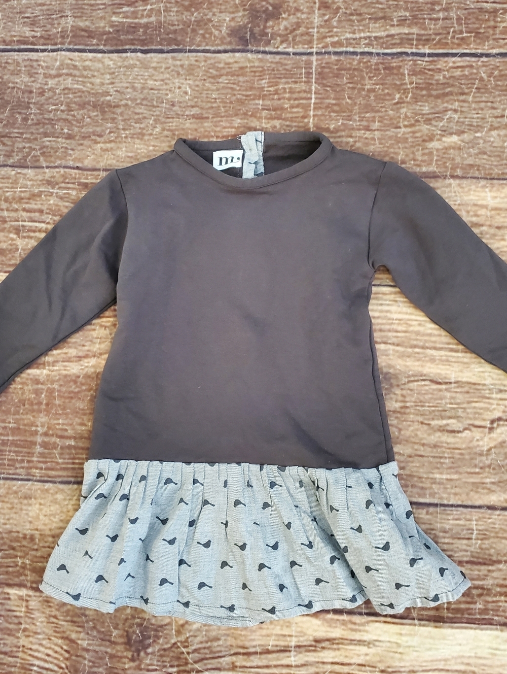"M" Gray knit and print dress approx sz 3T